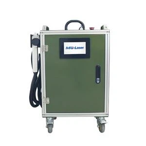 מכונת ניקוי בלייזר דופק מסוג מטען נייד 200W לניקוי עץ, הסרת צבע על בית עץ.